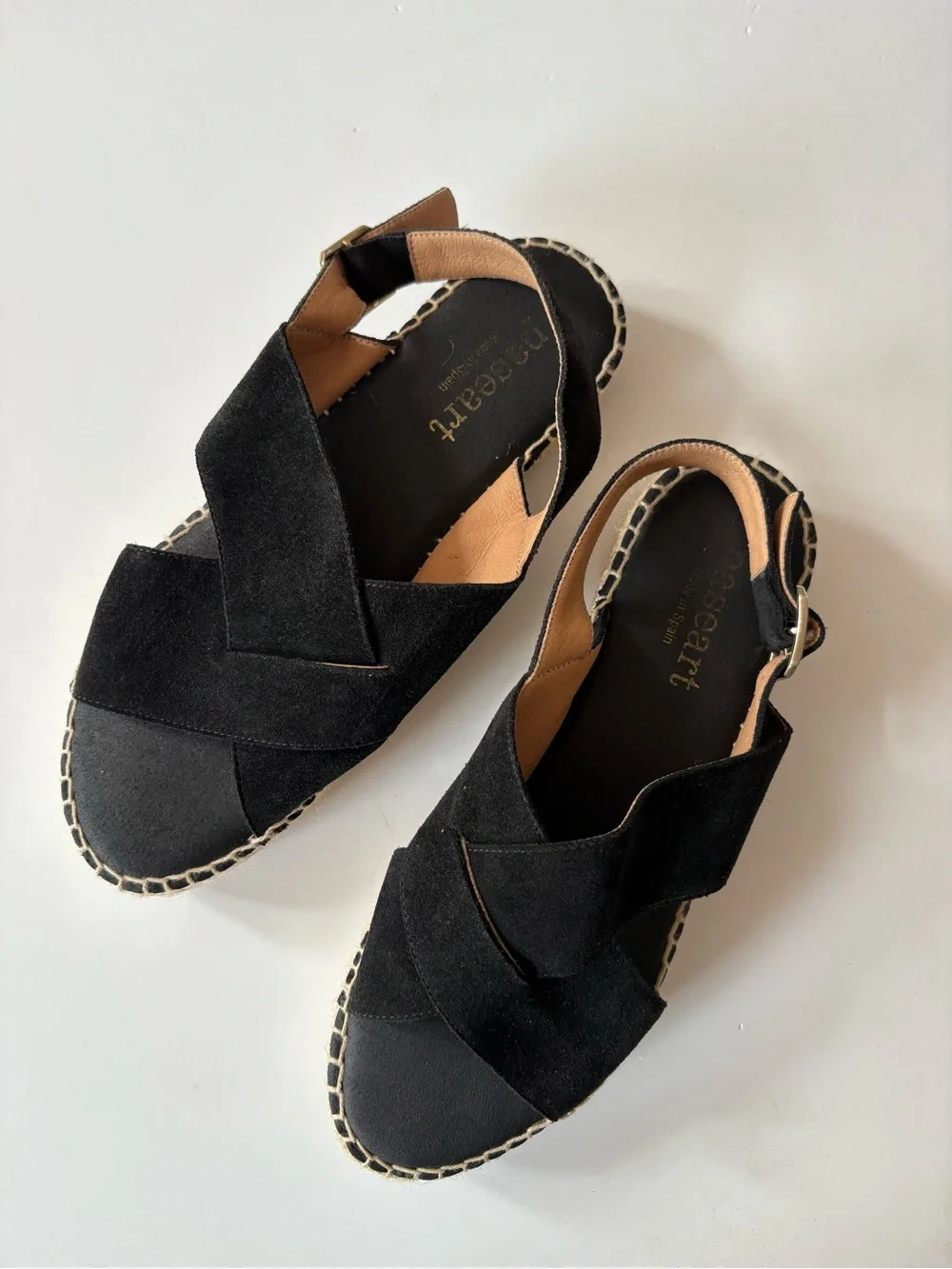 Paseart || Suede Espadrille Sandals Made in Spain Black 40